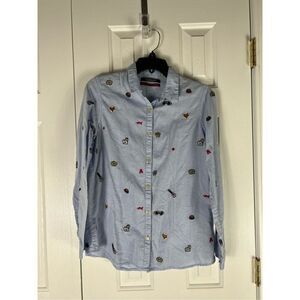 Scotch & Sofa Shirt Womens Clubhouse Royal Patch Pattern Oxford Size 1
